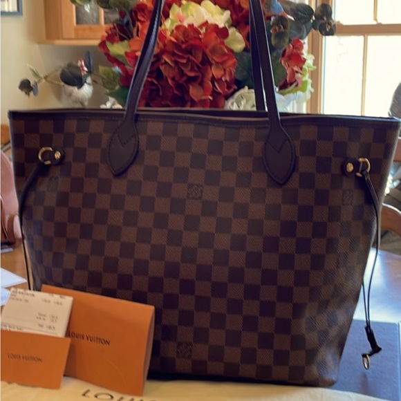 **SOLD**Louis Vuitton Neverfull MM Damier Ebene Ballerine Pink Tote Handbag EUC - Picture 2 of 15